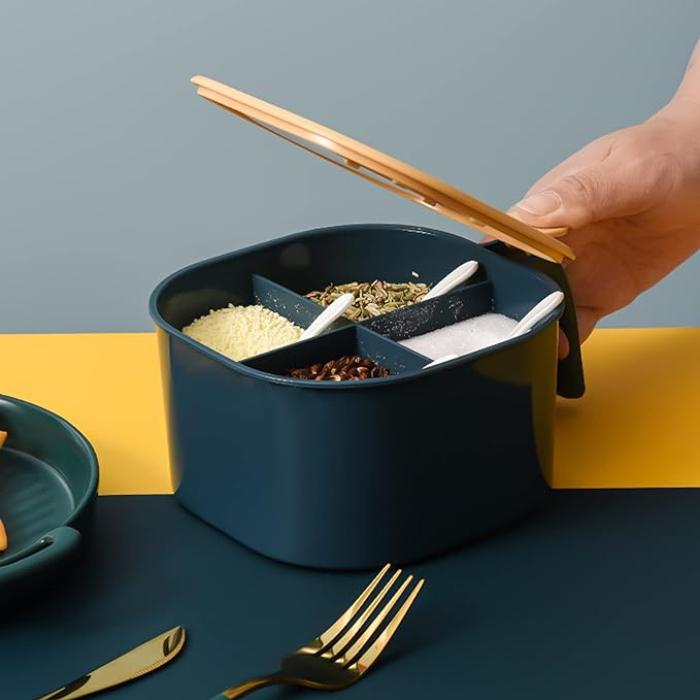 Multi-Function Four Grid Spice Box, Kitchen Seasoning Box-000099